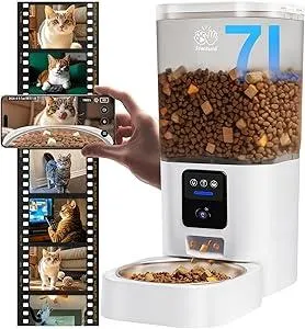 Automatic Cat Feeder with 2K Camera: 5G WiFi Automatic Dog Feeder with Night Vision, Auto Cat Food Dispenser with 7L Large Pet Food Storage for Multiple Pet,Detachable for Easy Clean -29 Cup