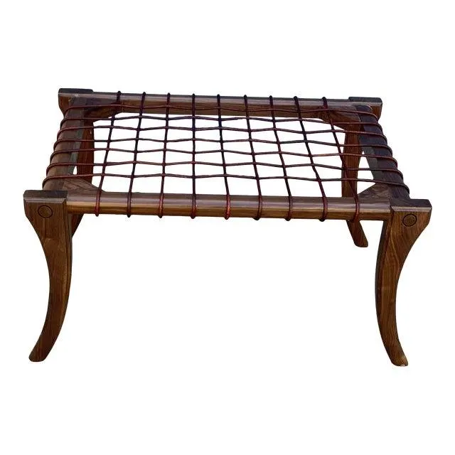 Early 21st Century Mid-Century Klismos-Style Walnut Ottoman