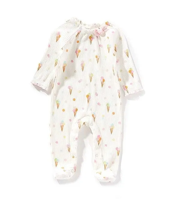 Baby Girls Newborn-9 Months Long-Sleeve Ice Cream Printed Footie Coverall