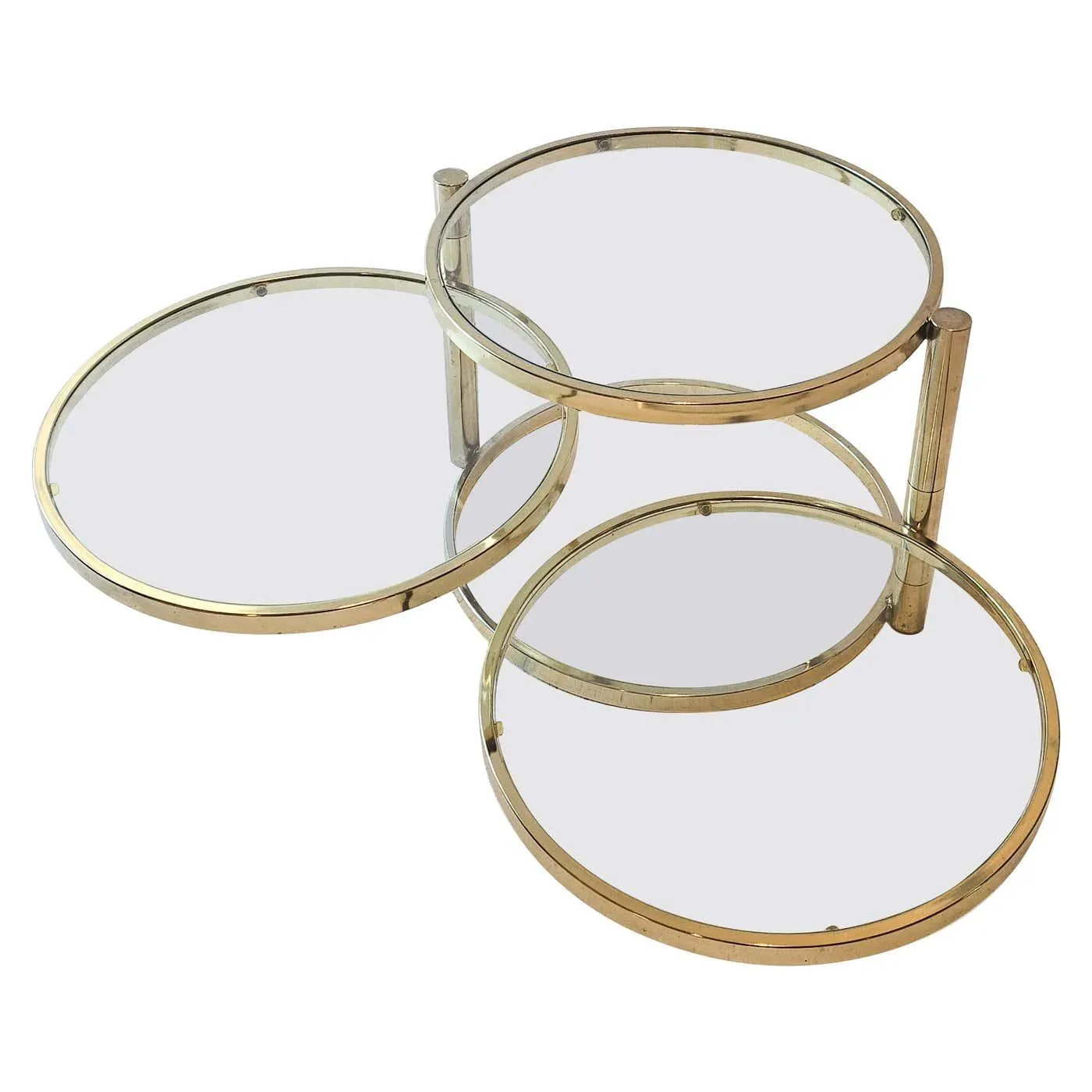 Brass and Glass Swivel Coffee Table 1970s In Style of Milo Baughman