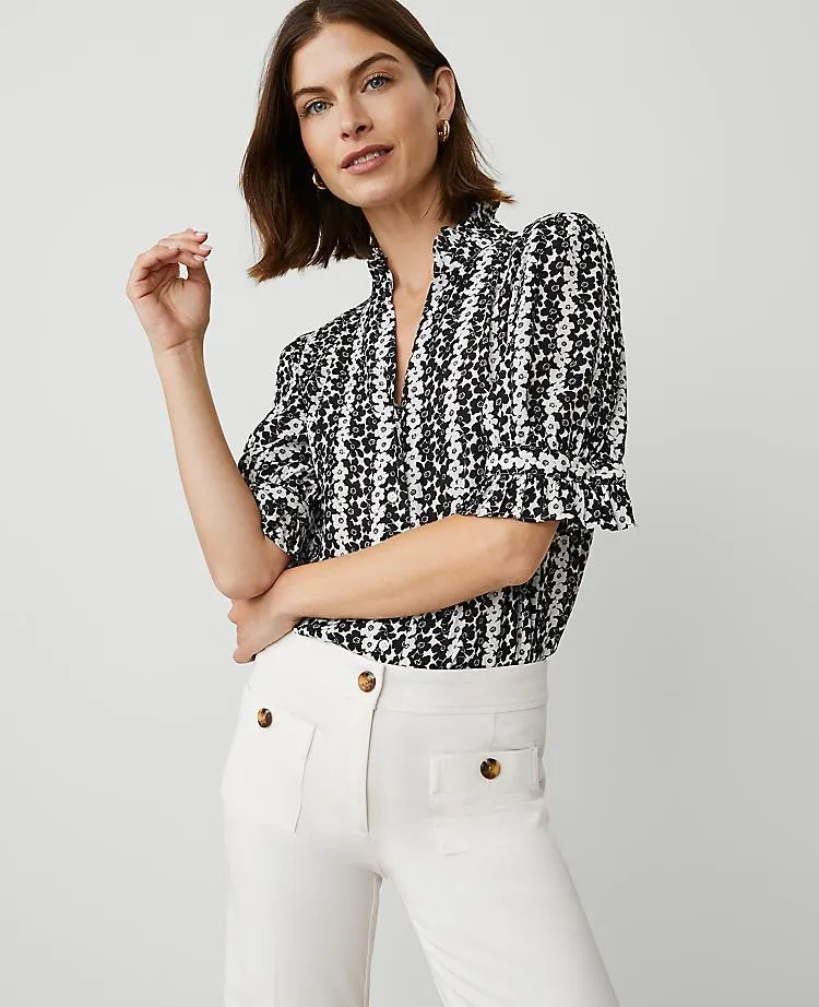 Floral Ruffle Collar Blouse