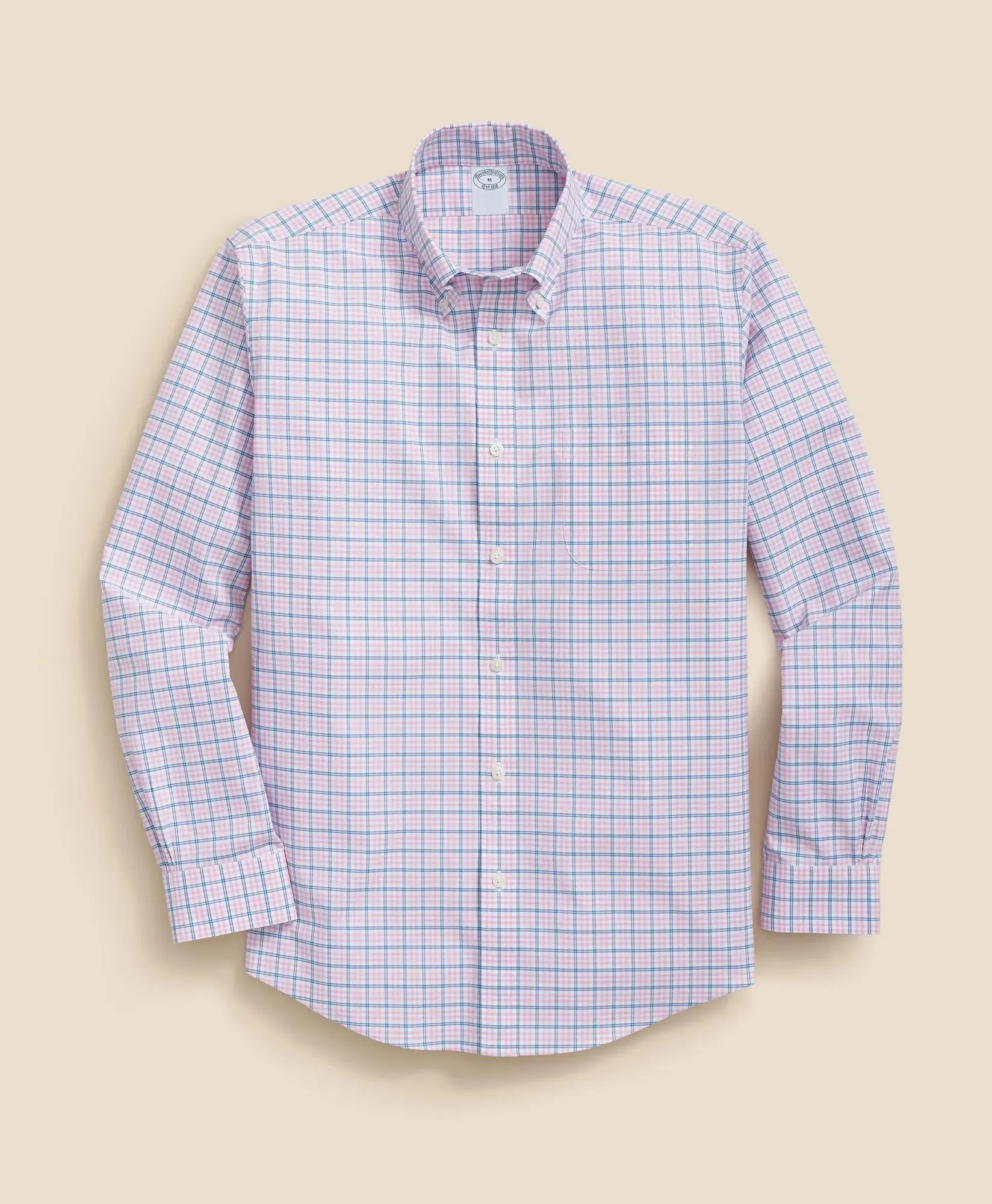Stretch Cotton Non-Iron Polo Button Down Collar, Graph Check Shirt