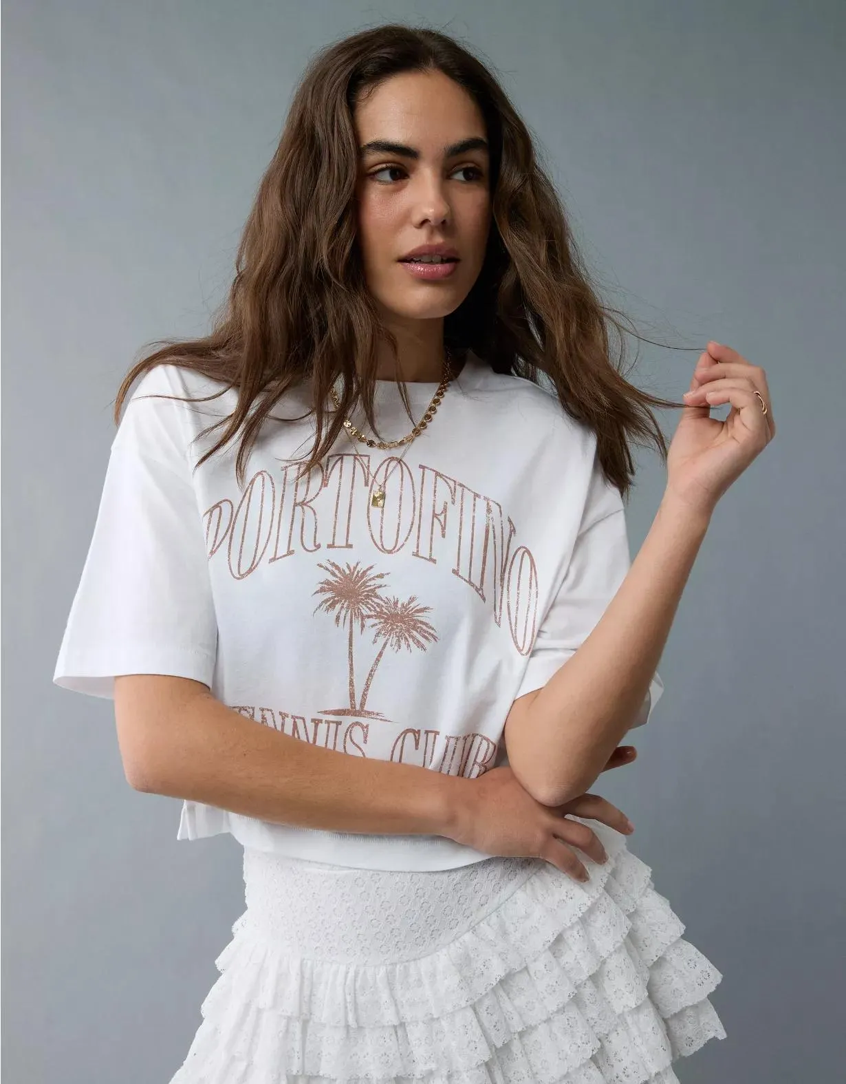 AE Boxy Cropped Destination Graphic T-Shirt