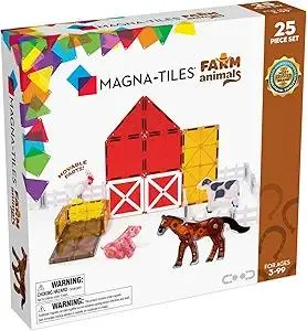 MAGNA-TILES Farm Animals 25-Piece Magnetic Construction Set, The ORIGINAL Magnetic Building Brand