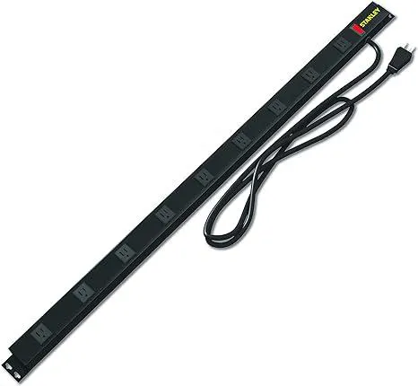Stanley 31610 SurgeMax Pro 9 Outlet Metal Surge Protector, Black, 6 ft