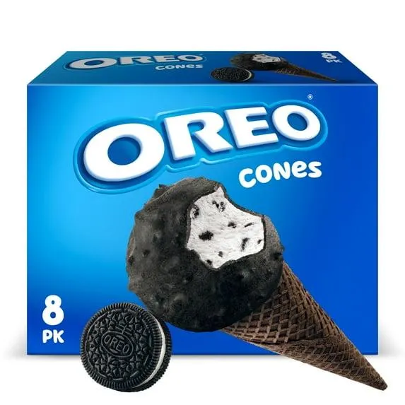Oreo Sundae Cone Frozen Dessert Novelties, Low Fat, Kosher, 8 Count, 36.8 oz
