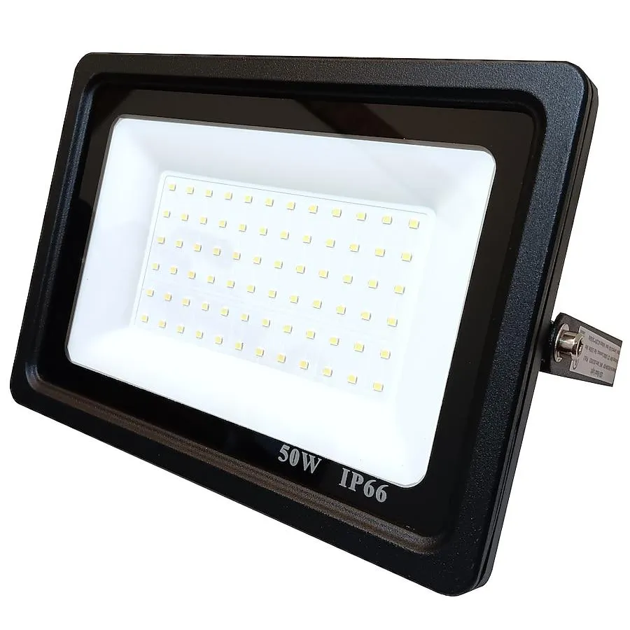 J&H LED 6000 -Lumens 50 -Watt Black Line voltage Daylight Hardwired LED Flood light