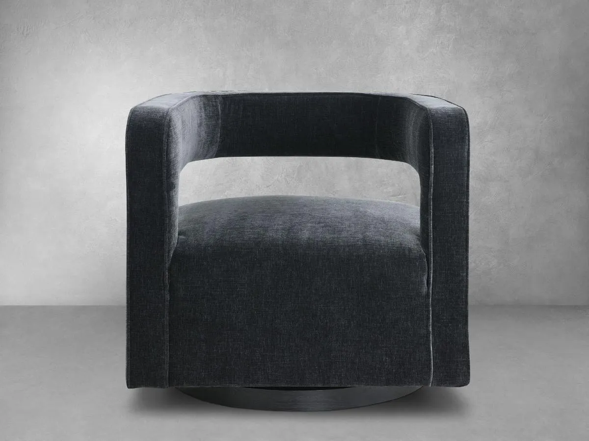Lunar Stain-Resistant Fabric Swivel Chair - Black
