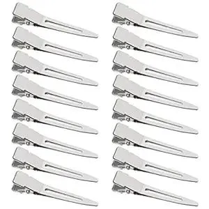 100 Pack 1.77 Inch Single Prong Pin Curl Duckbill Clips,Silver Setting Section Hair Clips Metal Alligator Clips for Hair Extensions