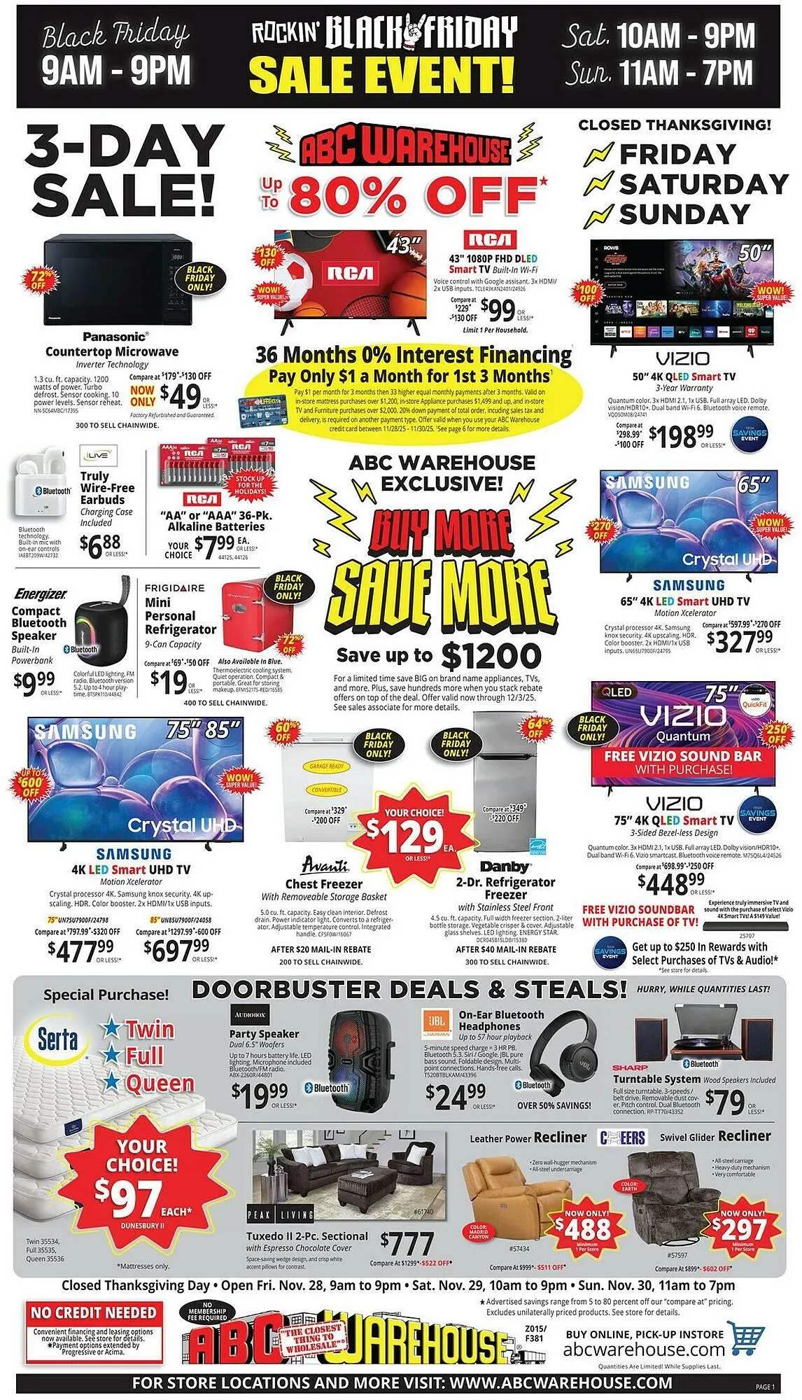 ABC Warehouse weekly ad - 1