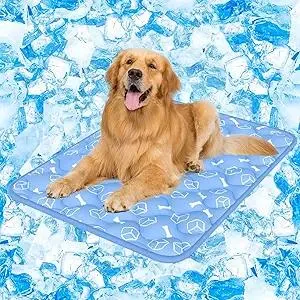 Rywell Dog Cooling Mat 2.0,44 * 32 Thicken Cooling Mat for Extra Large Dog, Internal Waterproof& Endothermic Color Changing Arc-Chill Cool Fiber(QMAX>0.5) for Pet in Summer, Washable, Non-Toxic