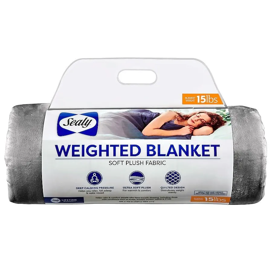 Sealy Grey 48-in x 72-in Polyester Weighted blanket