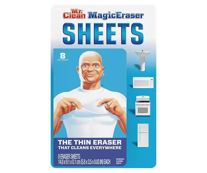 Mr. Clean Magic Eraser Cleaning Sheets, the power of a Magic Eraser in a thin, flexible, disposable sheet, 8 count