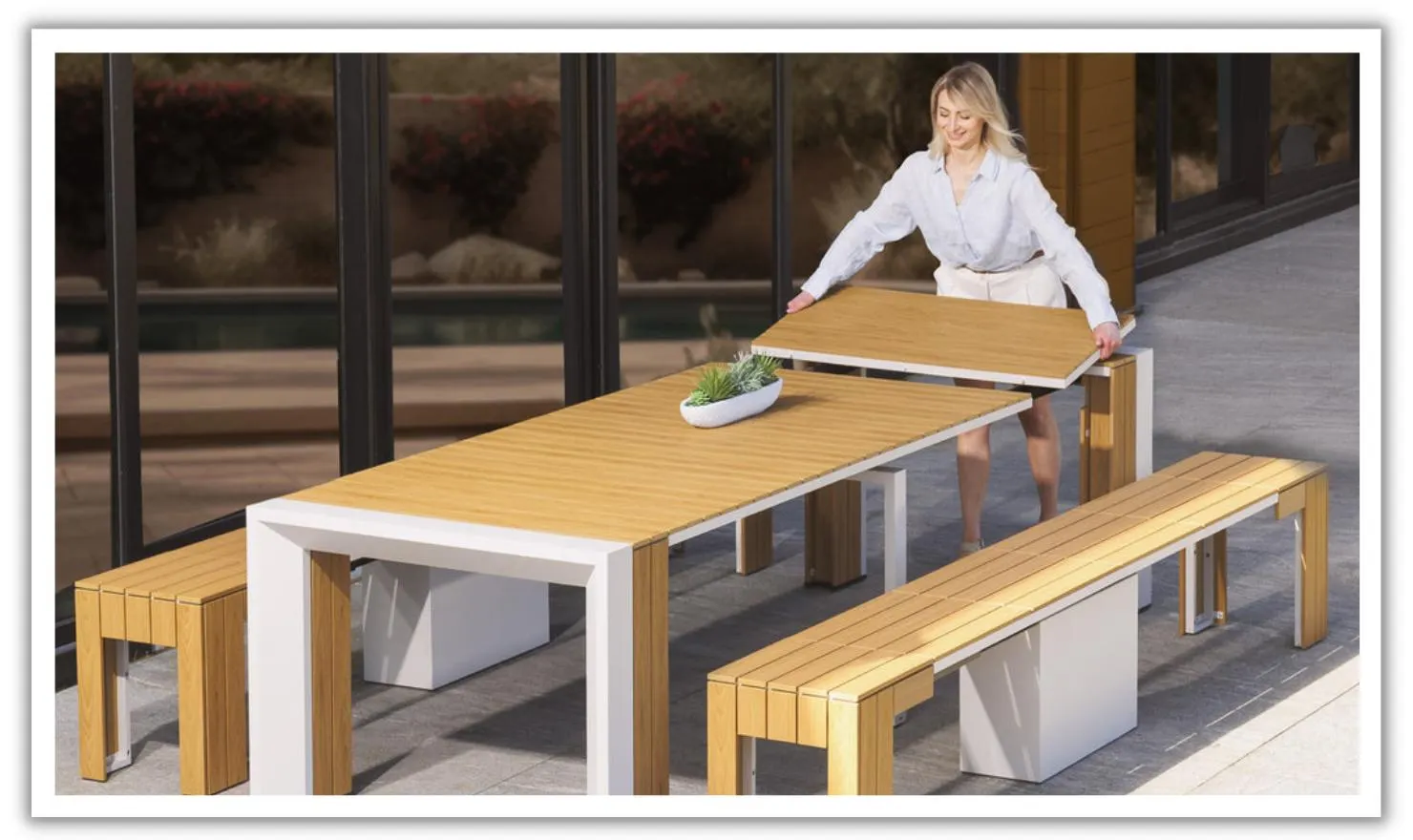 The Gathering Transformer Outdoor Dining Set (Table + 2 bench)