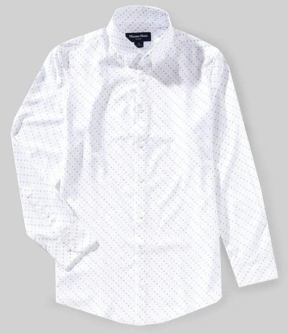 Leeward Performance Stretch Geo Print Long Sleeve Woven Shirt