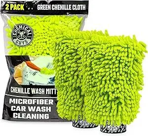 Chemical Guys MIC49302 Chenille Premium Scratch-Free Microfiber Wash Mitt, Lime Green, 9.6" x 2.3" x 7" (2 Pack)