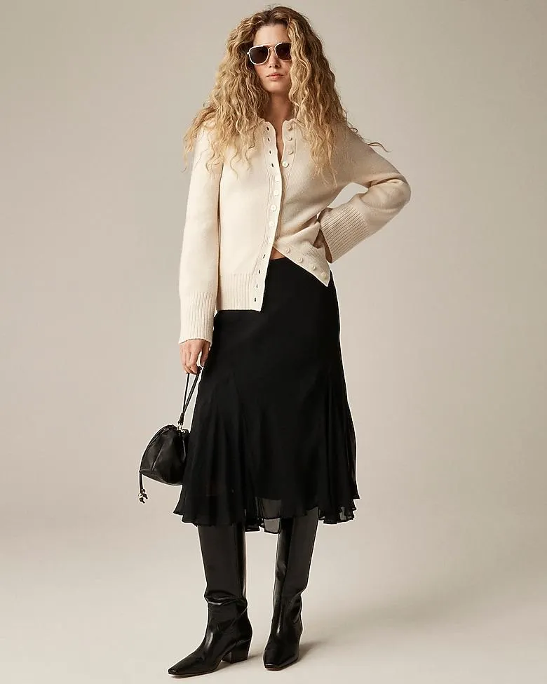 Gwyneth flounce-hem slip skirt in chiffon