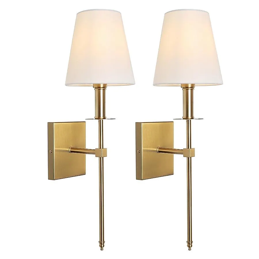 LamQee Indoor Wall Lamps 6-in W 2 -Light Gold Farmhouse Wall Sconce