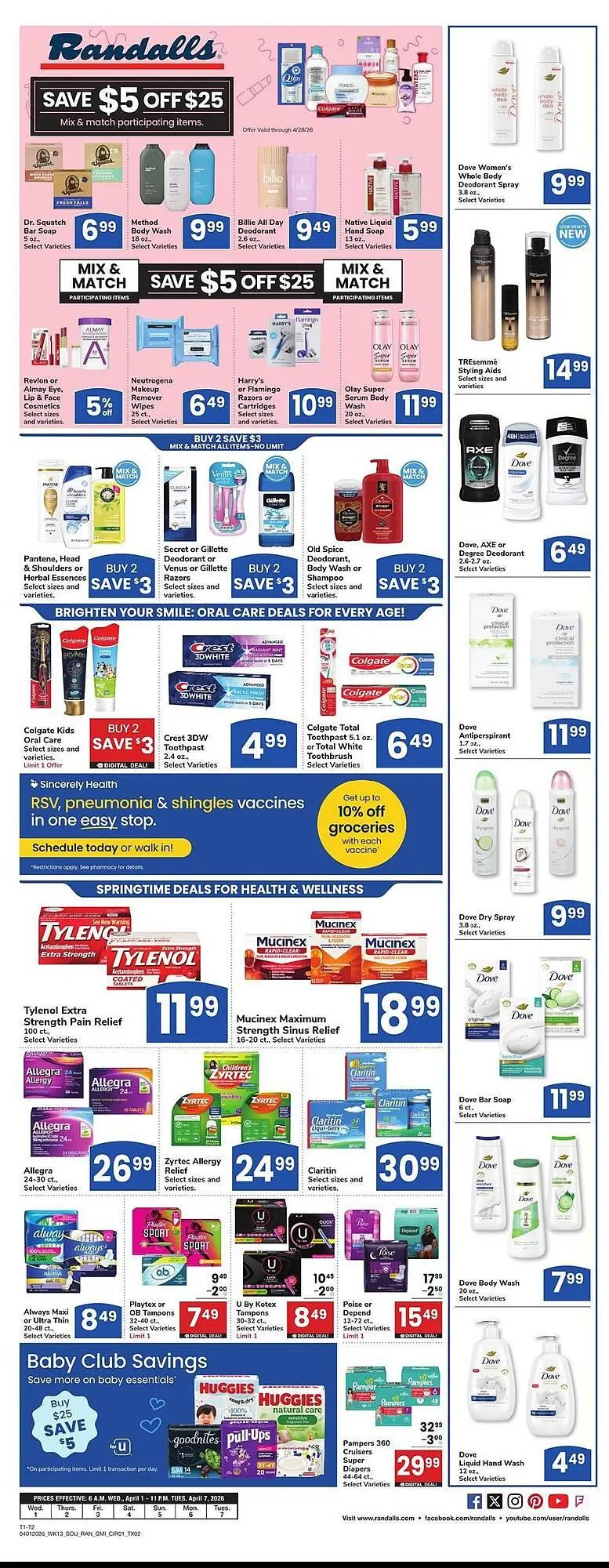 Weekly promotion Randalls weekly ad spanning from April 1 to April 7 2026 - Page 4 for Catalogue 365