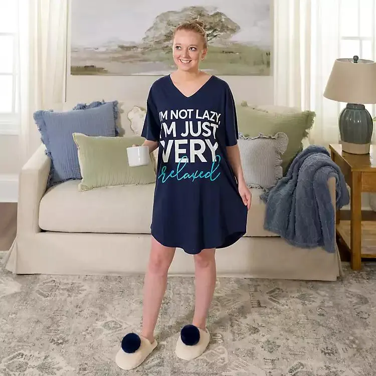 Not Lazy Just Relaxed Pajama Dress, L/XL