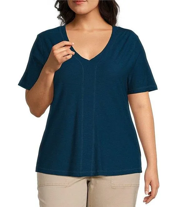 Plus Size Short Sleve V-Neck Top