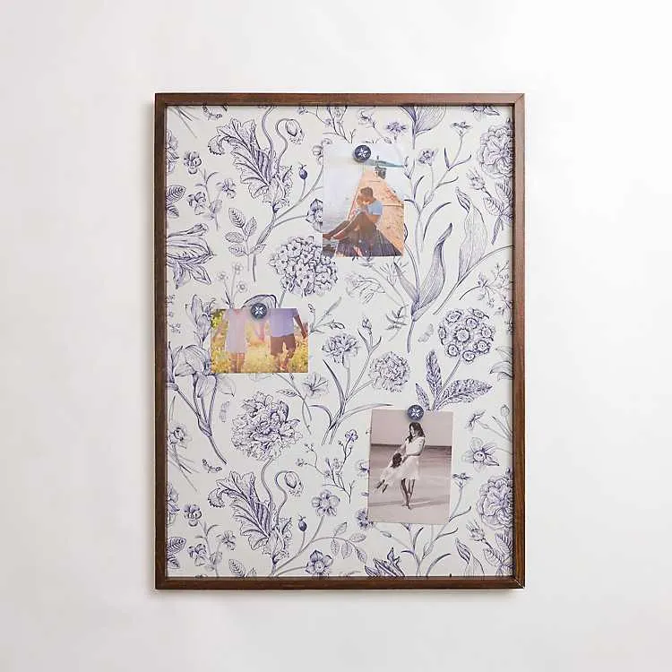 Blue and White Floral Memo Board