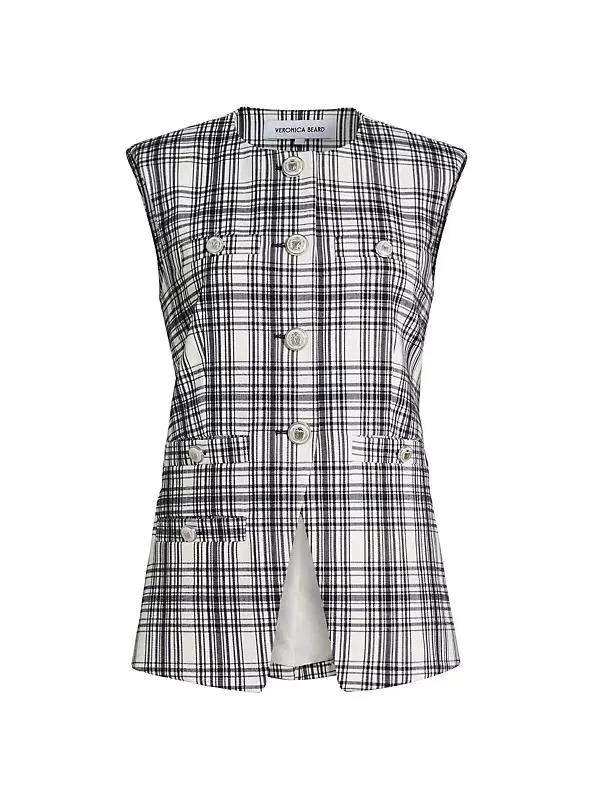 Tamara Plaid Cotton-Blend Vest