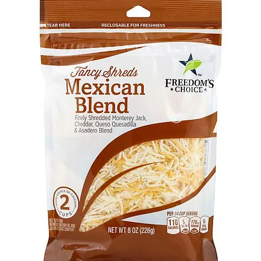 Freedom's Choice Fancy Shreds Mexican Blend Finely Shredded Four Cheese Blend 8 oz bag