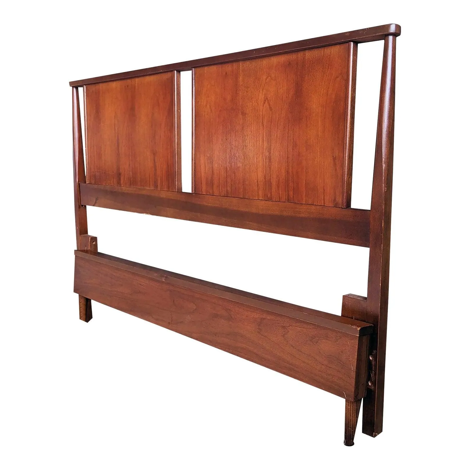 1960s Mid Century Full "Double" Sized Bed Frame- Headboard + Footboard