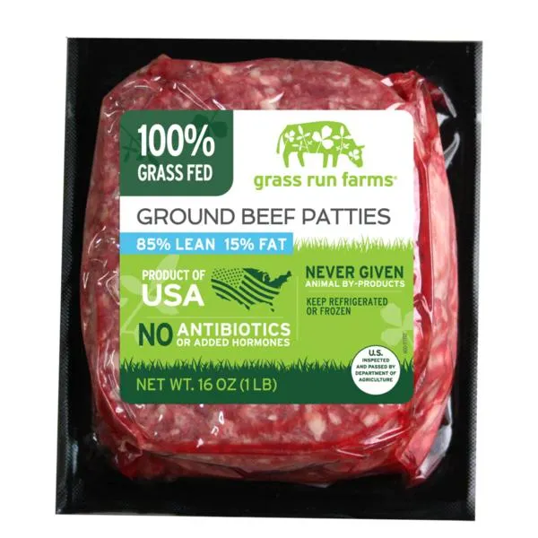 Grass Run Farms 85/15 Ground Beef Patties