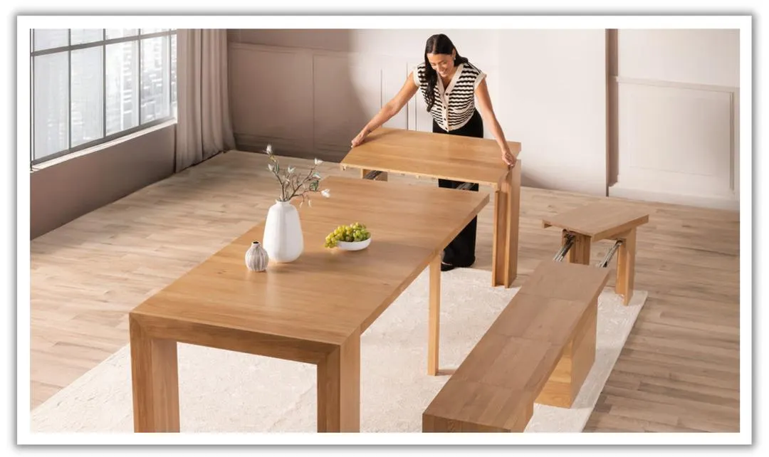 The Practical Extendable Transformer Dining Table Set (Table + Bench)