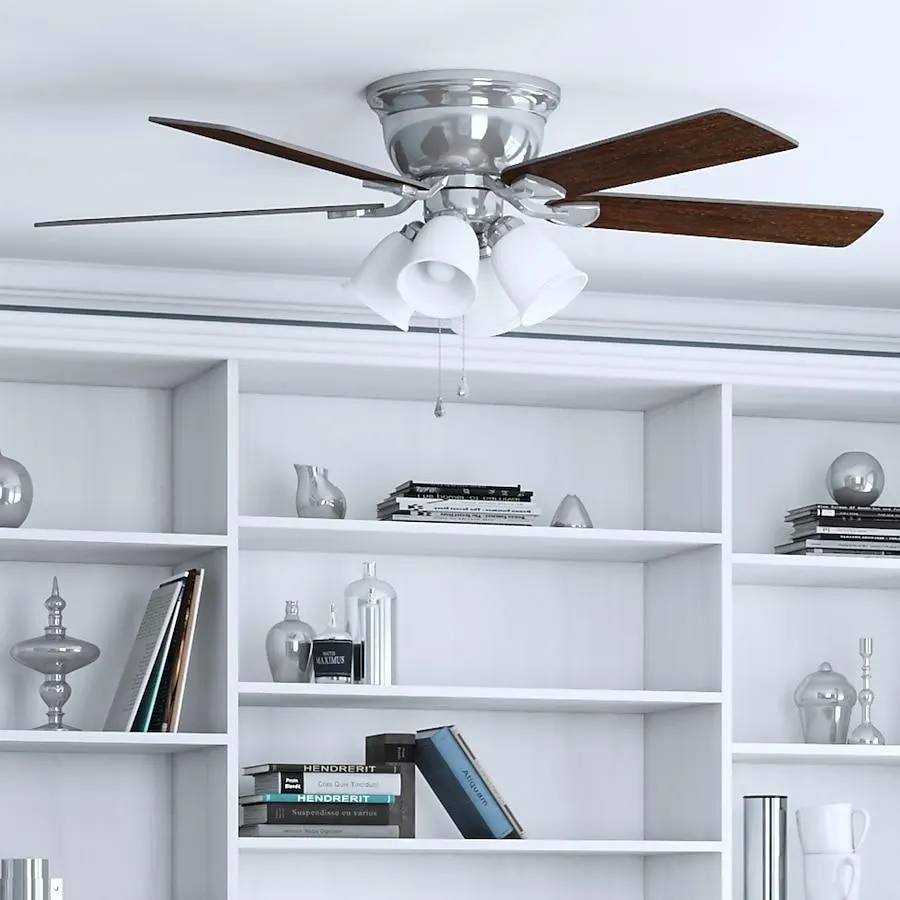 Harbor Breeze Centreville 52-in Flush Mount Brushed Nickel with Nutmeg/Cocoa Blades Ceiling Fan With Light ( 5 -Blade )