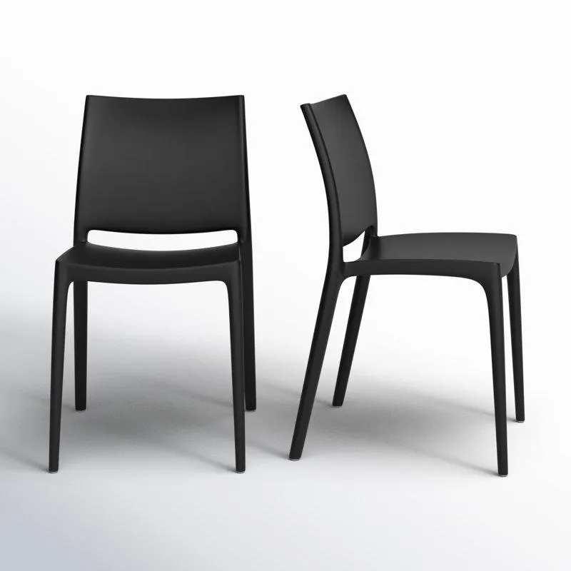 Black Burt Outdoor Stacking Dining Side Chair