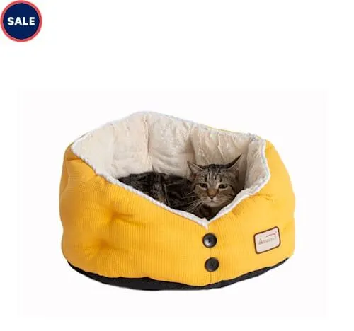 Armarkat Gold Waffle and White Model C75HMB/MH Pet Bed, 22" L X 18" W X 14" H
