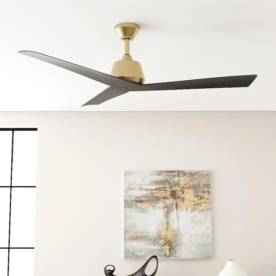 Harbor Breeze Stokes II Easy Install 52-Inches Gold with Matte Black Blades Indoor/Outdoor Downrod or flush mount Propeller Ceiling Fan and Remote ( 3 -Blade)