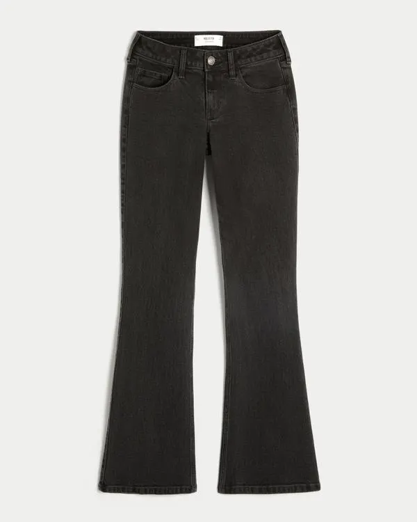Low-Rise Washed Black Bootcut Jeans