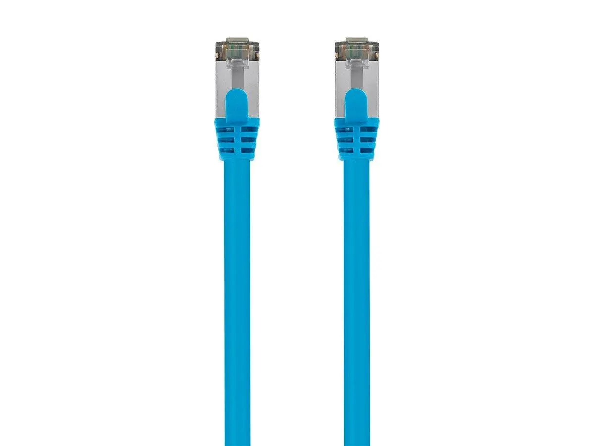Monoprice Cat8 3ft Blue Patch Cable, Double Shielded (S/FTP), 26AWG, 2GHz, 40G, Pure Bare Copper, Snagless RJ45, Entegrade Series Ethernet Cable