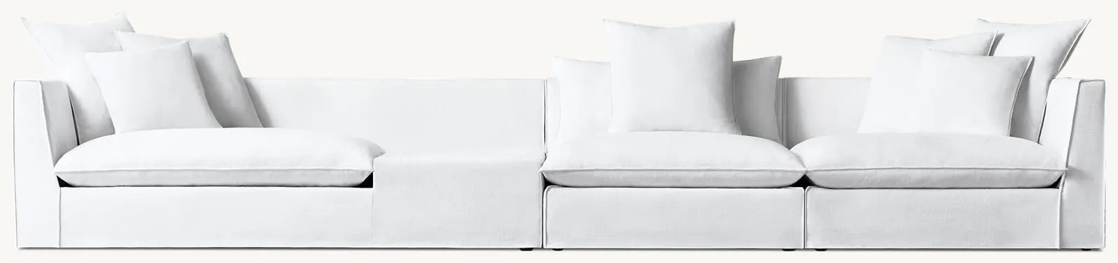 Vida Low-Back Modular Left-Arm Sofa with Table