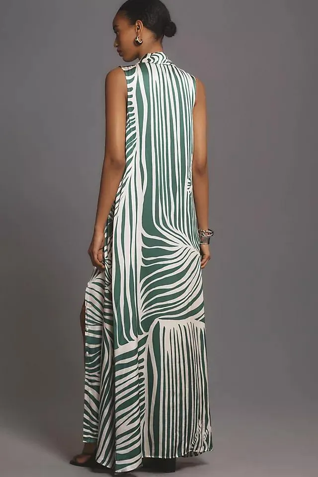 Corey Lynn Calter Sleeveless Mock-Neck Maxi Shirt Dress
