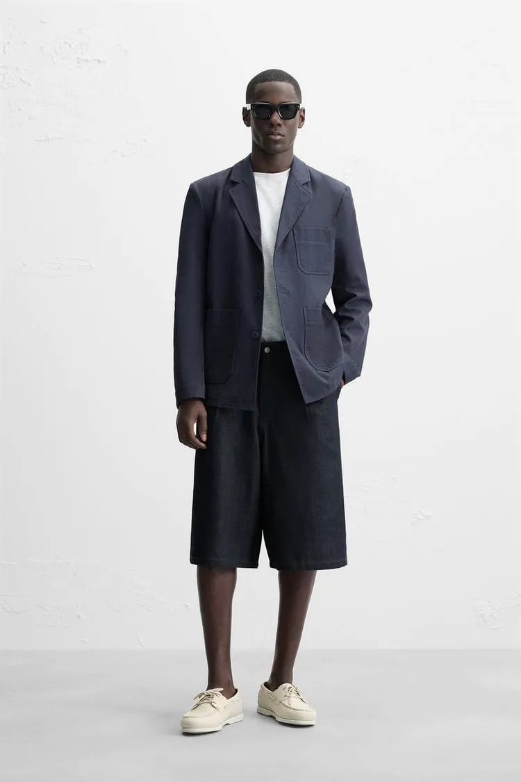 STRUCTURED HERRINGBONE OVERSHIRT