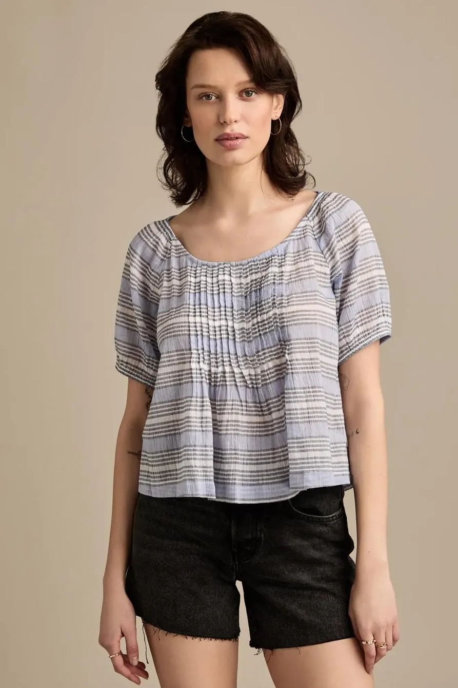 pleated short sleeve top