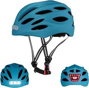 Adult Bicycle Helmet with Safety-Certified USB Port Featuring Adjustable Front and Rear LED Lights Suit for MTB Road Bike.