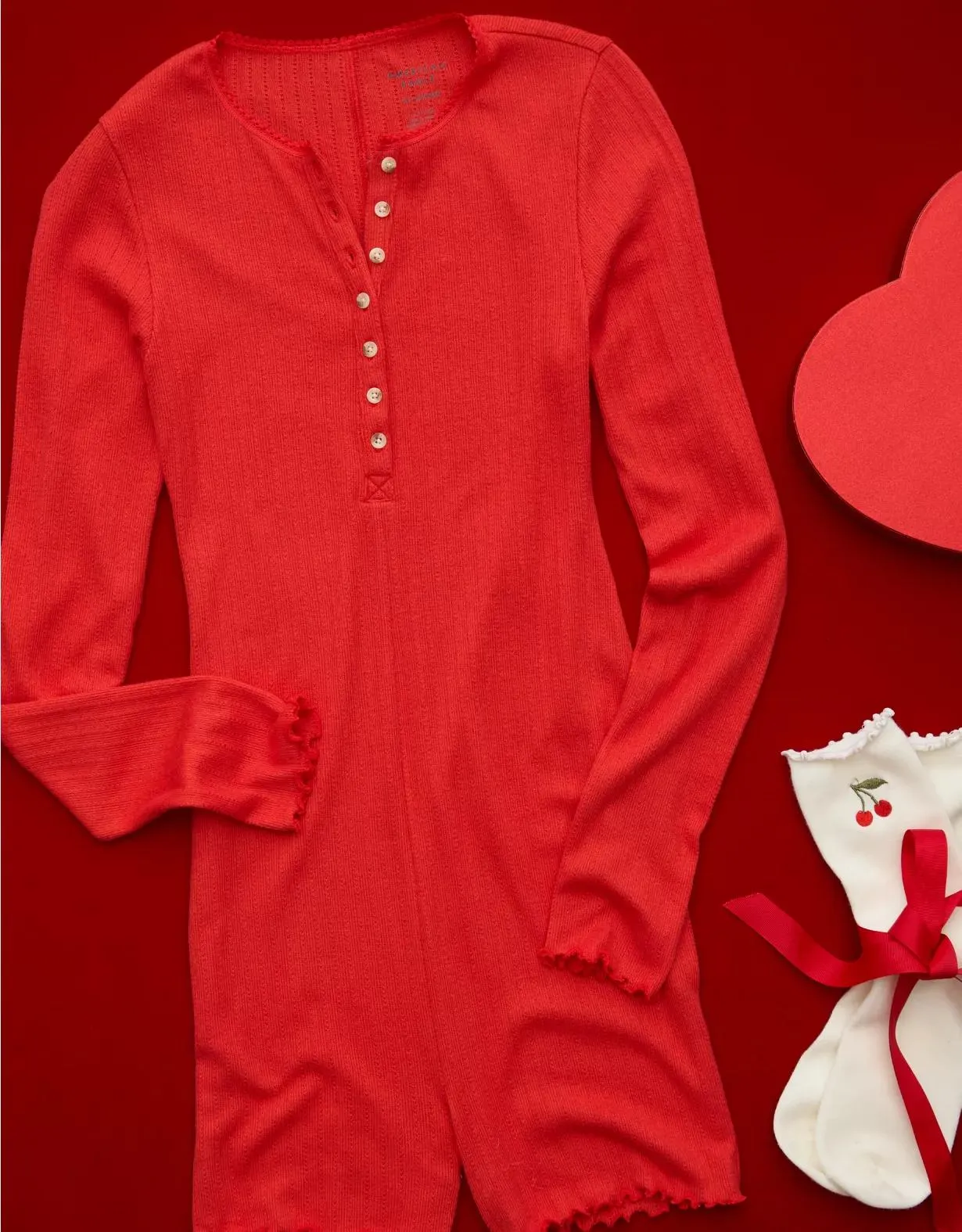 AE Long-Sleeve Lettuce Edge Lounge Romper