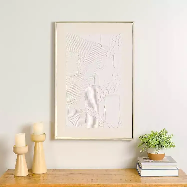 White Texture Abstract Canvas Wall Art