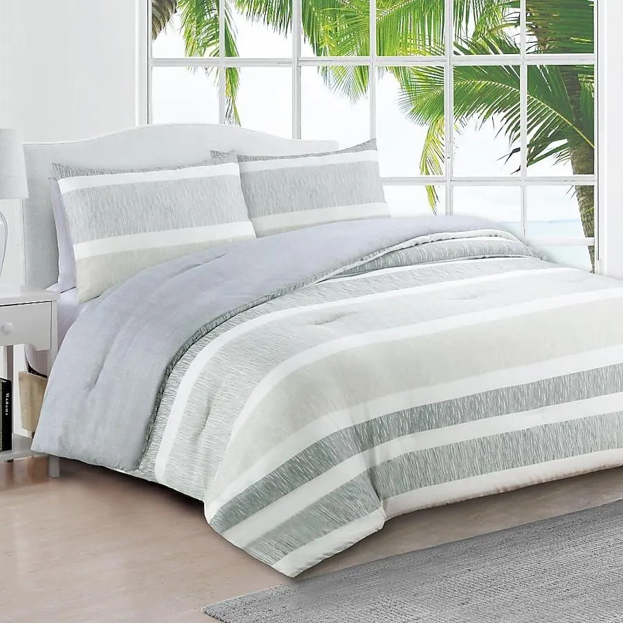Estate Collection Delray Grey Stripe Reversible King Comforter