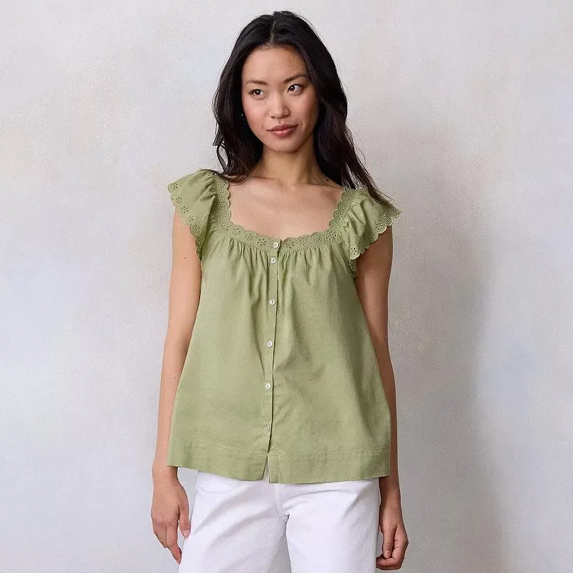 Women's LC Lauren Conrad Ruffle Front Pintuck Tank Top