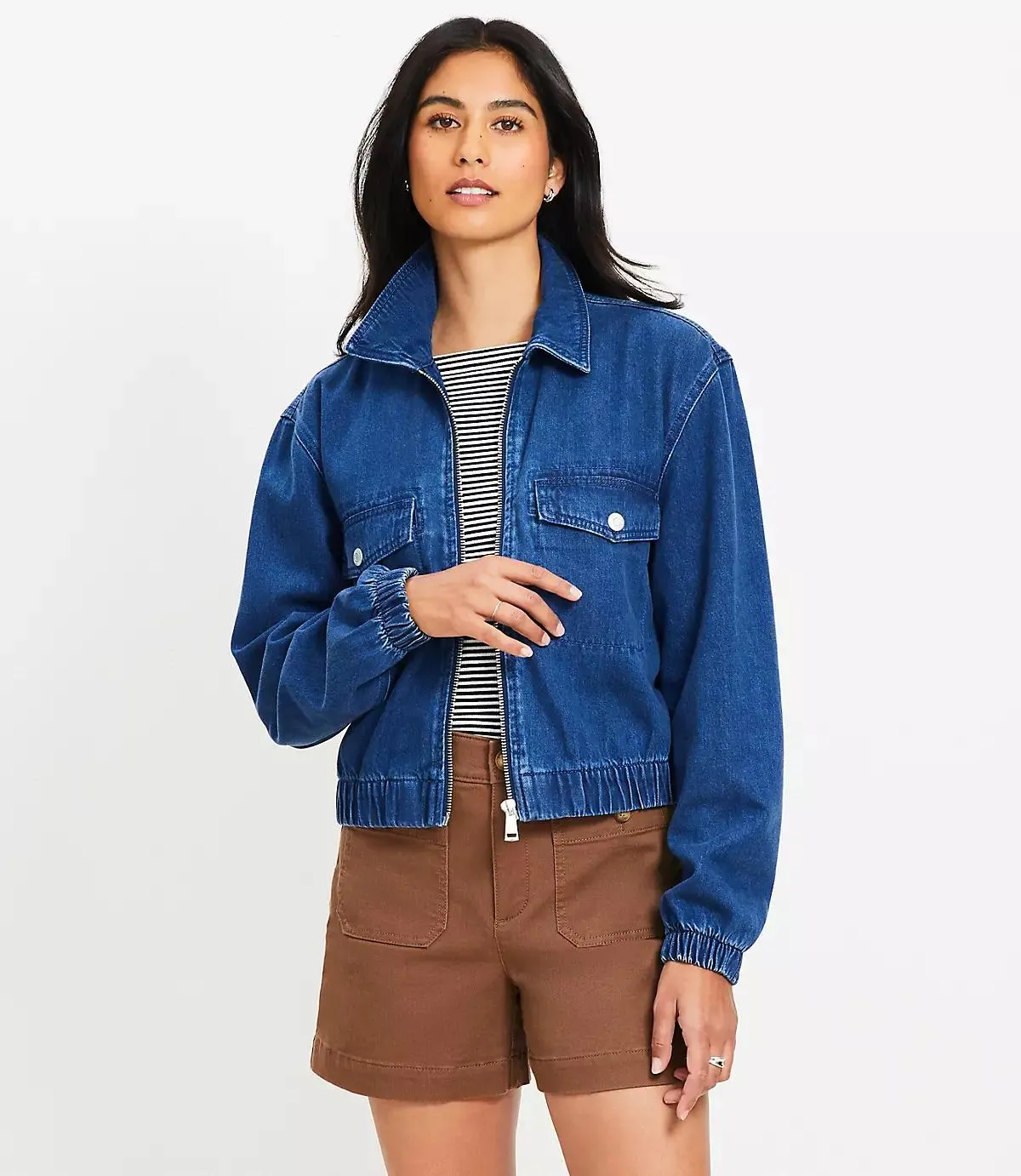 Denim Bubble Jacket in Classic Mid Wash