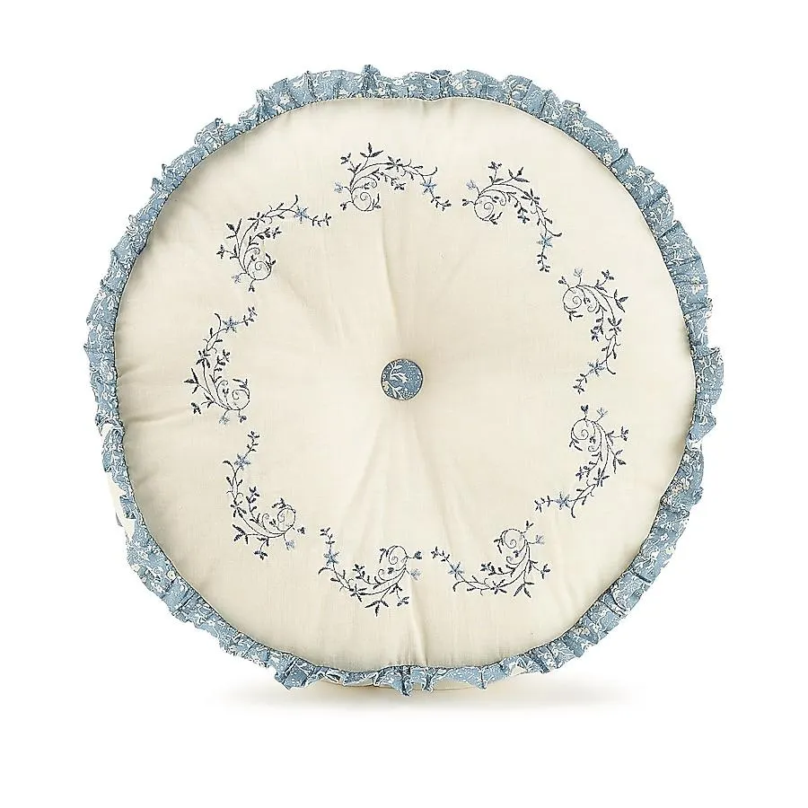 Modern Heirloom Charlotte 14-in x 14-in Blue Round Indoor Decorative Pillow