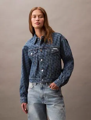 90s Allover Monogram Denim Trucker Jacket