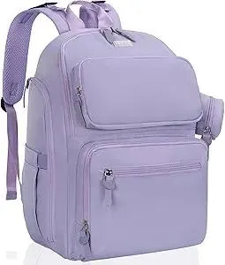 Diaper Bag Large Capacity Diaper Backpack Multi-Function Baby Diaper Bag For Dad And Mom With Insulated Pockets, Stroller Straps, Purple